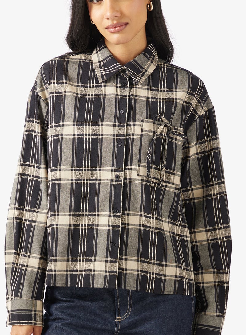 ONLY Onlagda Short Check Long Sleeve Shirt - Image 1
