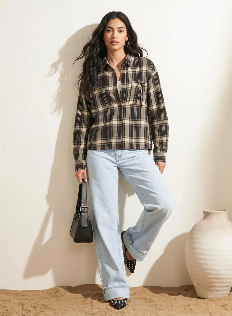 ONLY Onlagda Short Check Long Sleeve Shirt