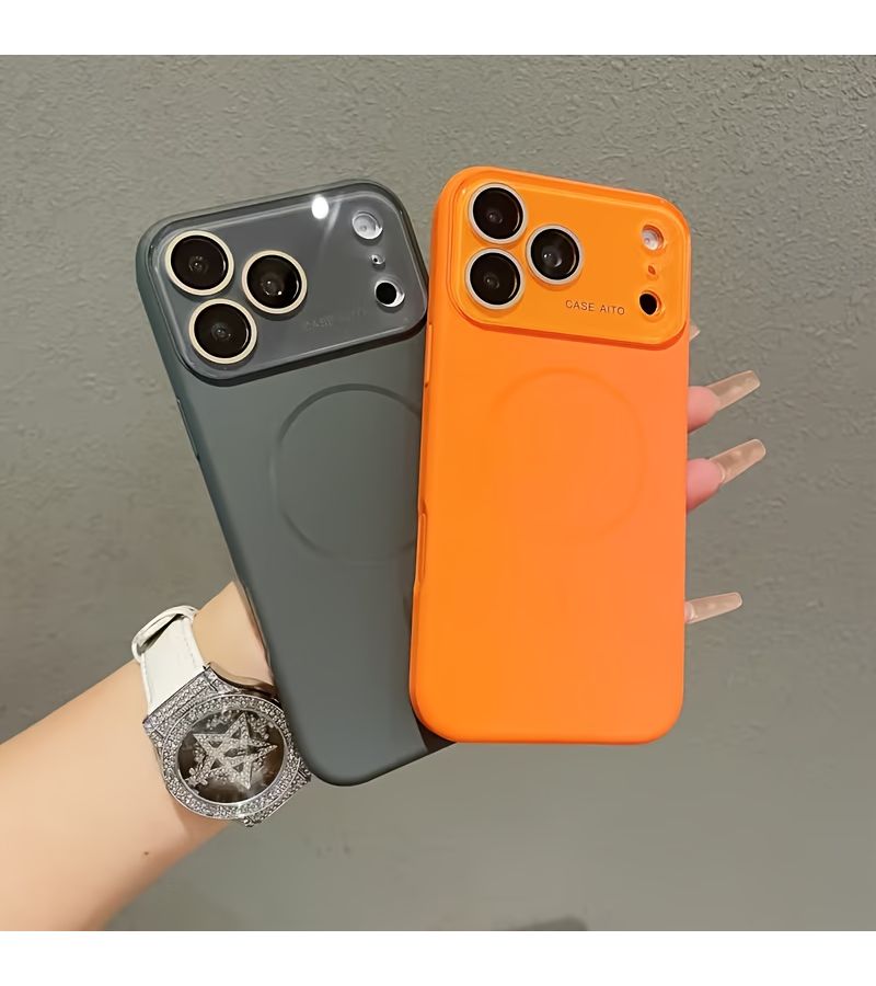Pink Minimalist Large View Window Phone Case Set with 2 Screen Protectors for iPhone 16 - Image 1