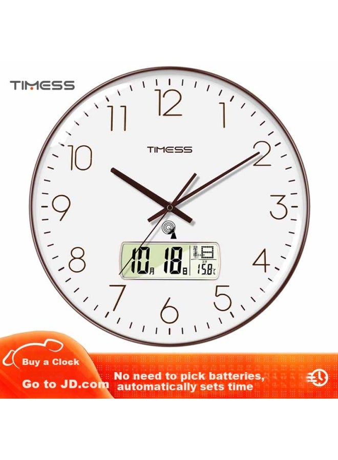 Timess Radio-Controlled Automatic Timekeeping Wall Clock Living Room Clock New Temperature Calendar Clock Wall-Mounted 36Cm - Image 1