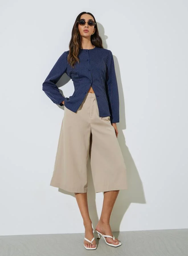 ستايلي Blue Striped Long Sleeve Blouse