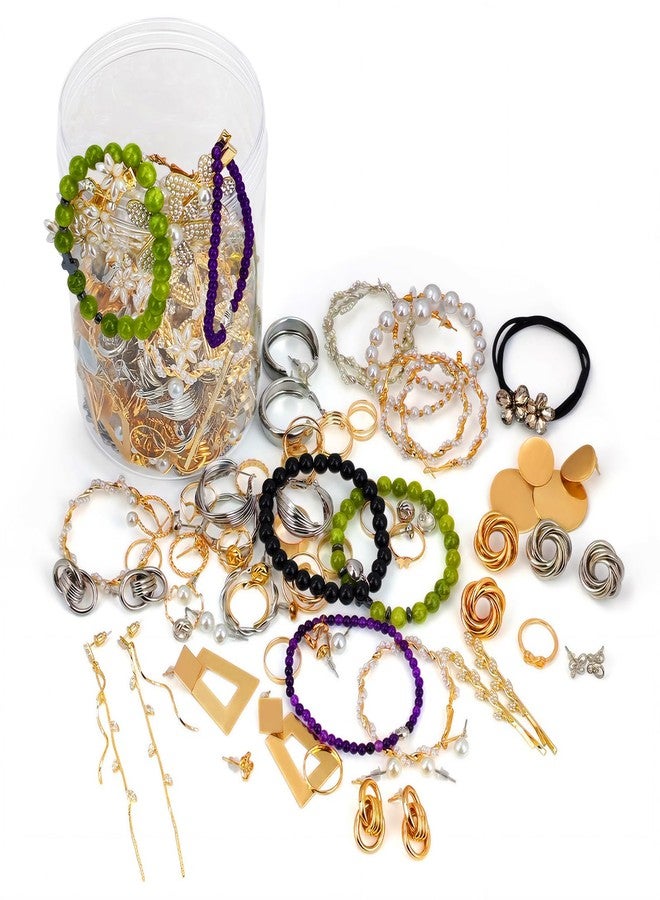 DAECHAO Mystery Jewelry Jar Bundle for Women, Jewelry Box 45-55 Piece Surprise Box, Gift Set Multi Style of Earrings Rings Hair accessories Bracelets, Unique Birthday Party Wedding Gift - Image 1