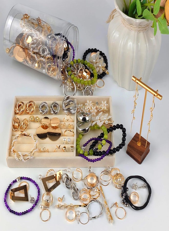 DAECHAO Mystery Jewelry Jar Bundle for Women, Jewelry Box 45-55 Piece Surprise Box, Gift Set Multi Style of Earrings Rings Hair accessories Bracelets, Unique Birthday Party Wedding Gift - Image 3