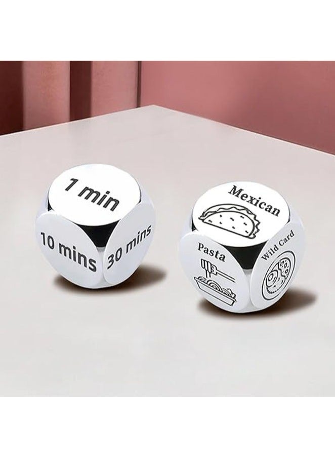 MAOGEDA Funny Date Night Dice Set Anniversary Wedding Gifts for Him Her Valentines Engagement Bride Shower Gifts for Boyfriend Girlfriend Dinner Movie Decider Dice for Couple Foodie Steel Dice Ideas - Image 1