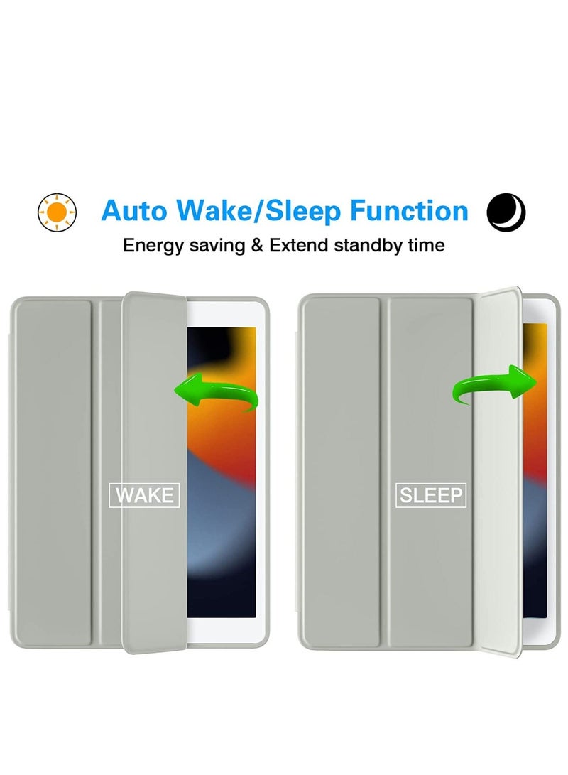 Raxoom Case Compatible with iPad 9th/8th Generation Case/iPad Case 10.2 Inch 2021/2020/2019, Premium PU Leather + Soft TPU Back Case with Pencil Holder, Auto Sleep/Wake iPad Cover - Lightgray - Image 4