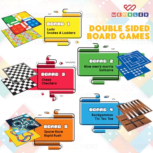 Wembley 10-in-1 Classic Board Games Set for Kids & Family| Includes Chess, Ludo, Checkers, Nine Men's Morris & More| Boosts Decision Making & Problem Solving| Indoor Strategy Game Set for Ages 6+ - Image 4