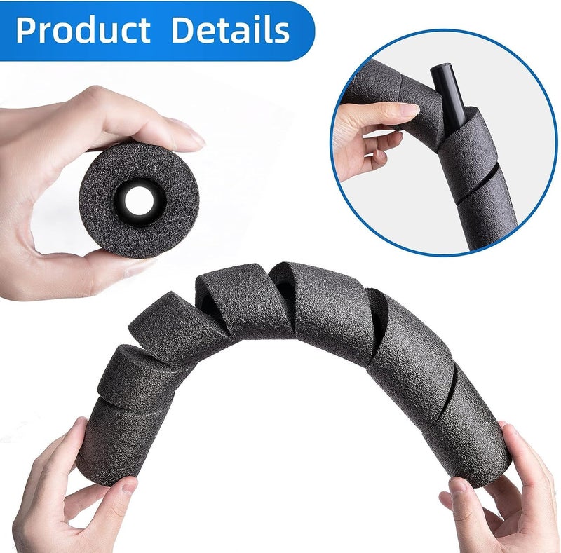 LFUTARI 4 Pack Pipe Insulation Foam Tube, 15.7 Inches Black Pool Noodles Foam, Multi-Purpose Snake Pipe Wrap Protection for Outdoor Indoor Swimming Pool Handle and Winter Water Pipes - Image 3