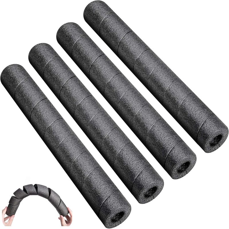 LFUTARI 4 Pack Pipe Insulation Foam Tube, 15.7 Inches Black Pool Noodles Foam, Multi-Purpose Snake Pipe Wrap Protection for Outdoor Indoor Swimming Pool Handle and Winter Water Pipes - Image 1