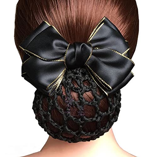 IRIIRIO 4 Pieces Women Hair Clips with Snood Bowknot Hair Snood with Clips Bow Barrette Hair Clip Bun Cover Set - Image 2