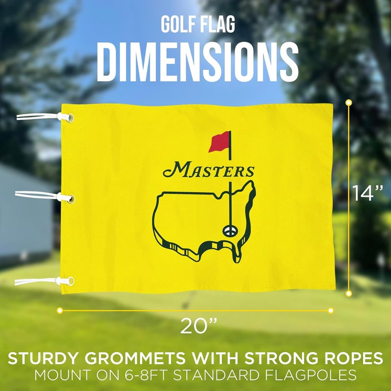COGOLFING Golf Flag with Grommets, Double-Side Printed Augusta National Flag, 420D Nylon Golf Pin Flags, Putting Green Flags for Golf Course Driving Range Collection, 14" H x 20" L, Yellow - Image 4