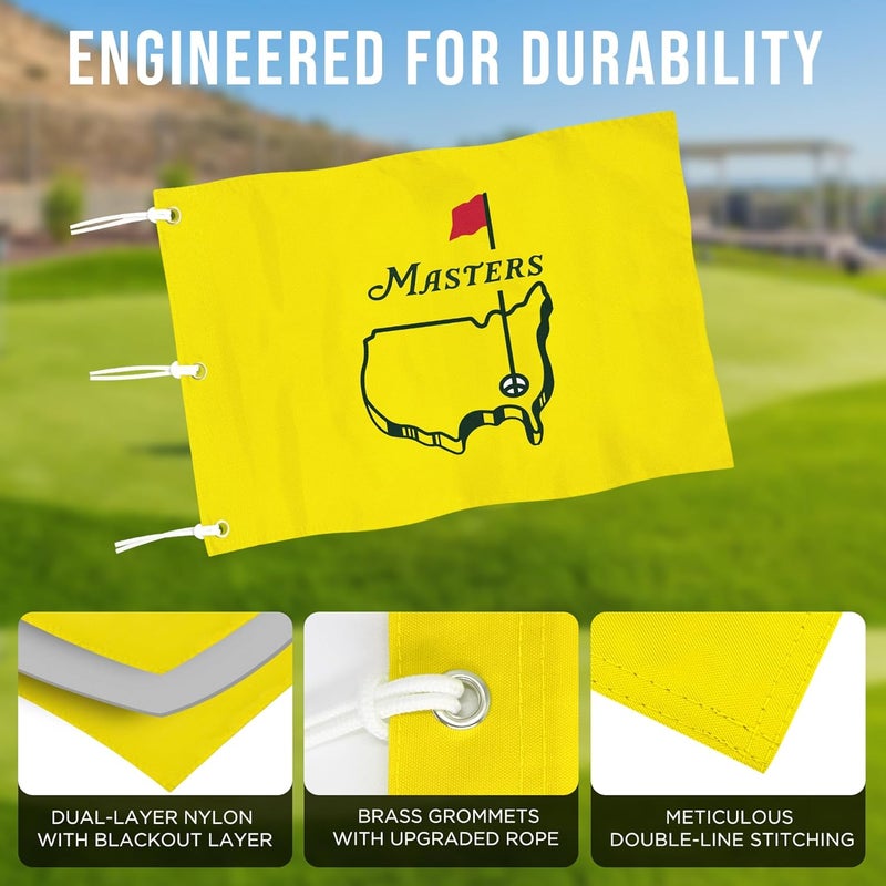 COGOLFING Golf Flag with Grommets, Double-Side Printed Augusta National Flag, 420D Nylon Golf Pin Flags, Putting Green Flags for Golf Course Driving Range Collection, 14" H x 20" L, Yellow - Image 5
