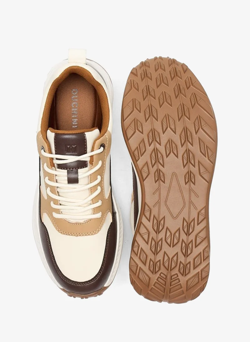 DUCHINI Men's Solid Sneakers with Lace-Up Closure