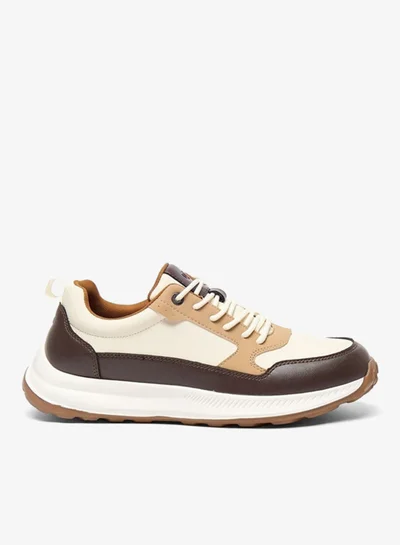 DUCHINI Men's Solid Sneakers with Lace-Up Closure