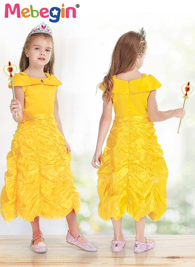 MEBEGIN Princess Dress Set with 7 PCS Accessaries, Gorgeous Off Shoulder Princess Costume, Elegant Princess Dress Up Costume for Girls, Great for Fancy Dress Parties, Birthdays, Prom Outfits and Cosplay Activities - Image 2