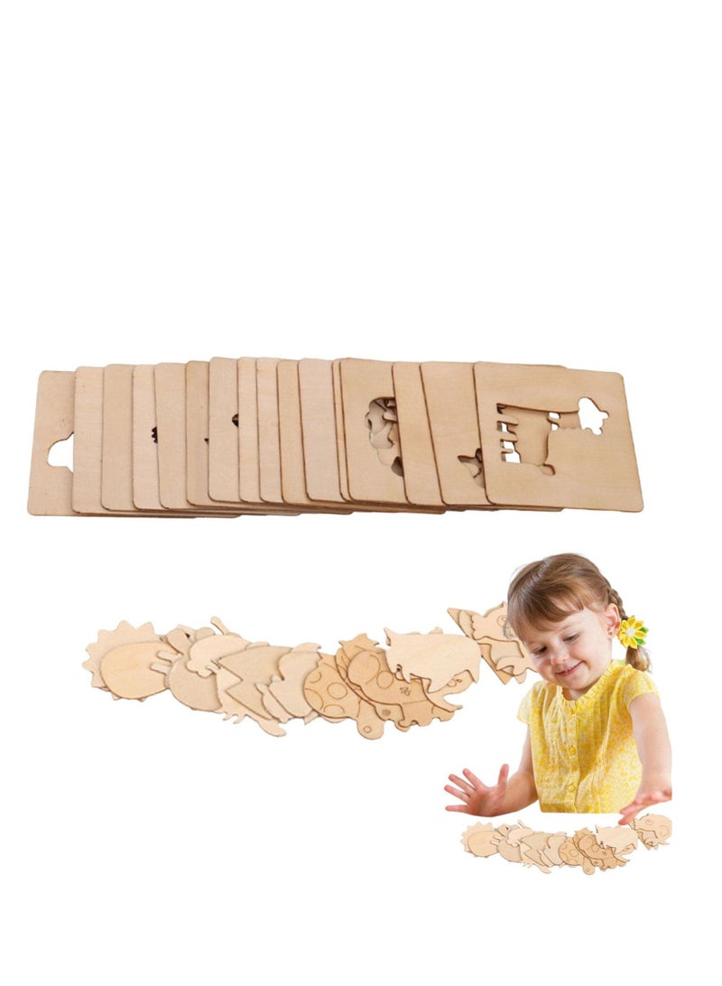 عطري قوالب خشبية جاهزة باشكال متعددة لتعليم الاطفال على الرسم والتلوين عدد 20 قالب - Image 1