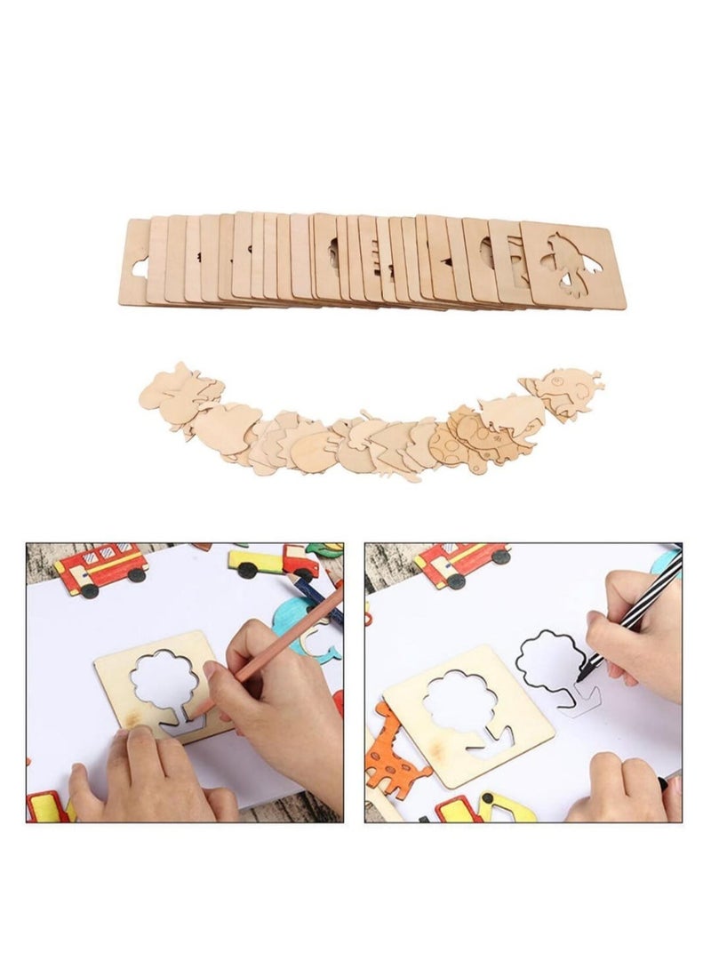 عطري قوالب خشبية جاهزة باشكال متعددة لتعليم الاطفال على الرسم والتلوين عدد 20 قالب - Image 3