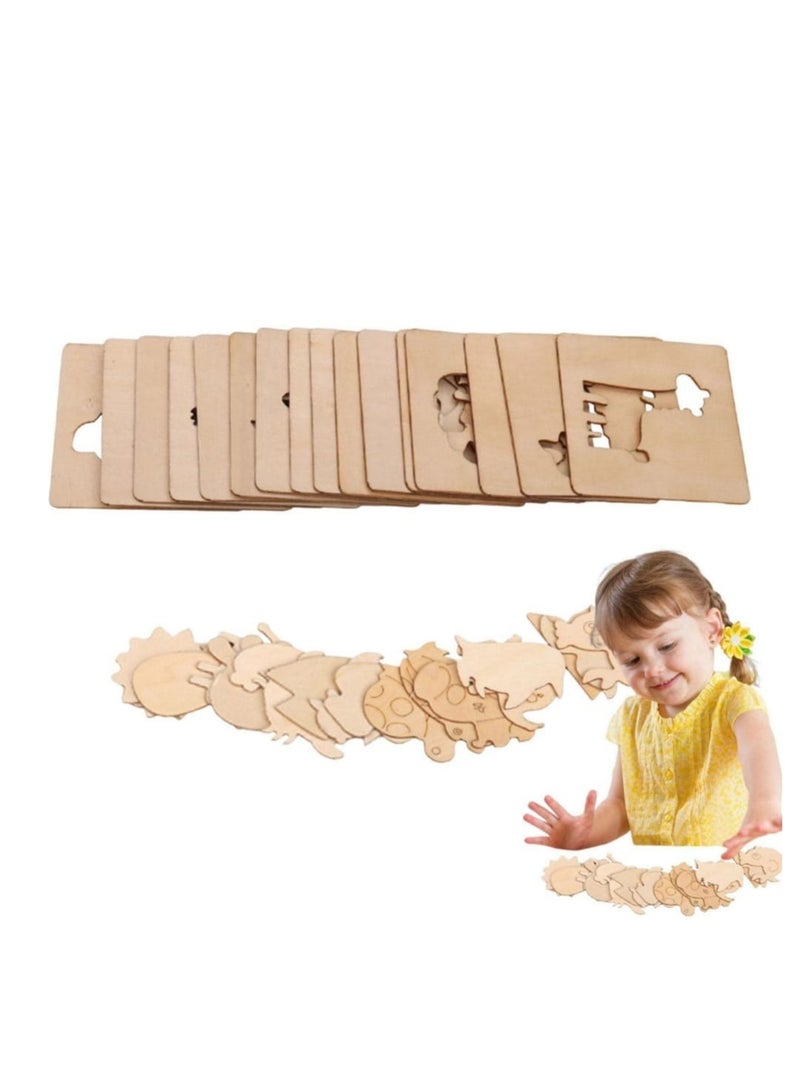 عطري قوالب خشبية جاهزة باشكال متعددة لتعليم الاطفال على الرسم والتلوين عدد 20 قالب - Image 2