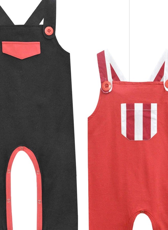 A.T.U.N. (ALL THINGS UBER NICE) A.T.U.N. All Things Uber nice Unisex-Baby Regular fit Dungaree (2 Set) (BDUN BND BLR_Red Black White_18-24 Months) - Image 4