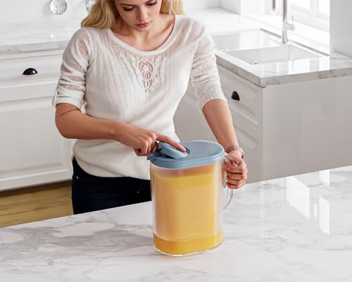 Tribello Pitcher with Lid 1 Gallon, Slim Clear Plastic Water Pitcher with Pivot-top Spout Lids, Iced Tea Pitcher for Fridge, Freezer/Dishwasher Safe, and BPA/Phthalate Free - Image 3