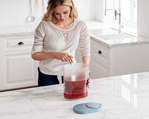 Tribello Pitcher with Lid 1 Gallon, Slim Clear Plastic Water Pitcher with Pivot-top Spout Lids, Iced Tea Pitcher for Fridge, Freezer/Dishwasher Safe, and BPA/Phthalate Free - Image 5