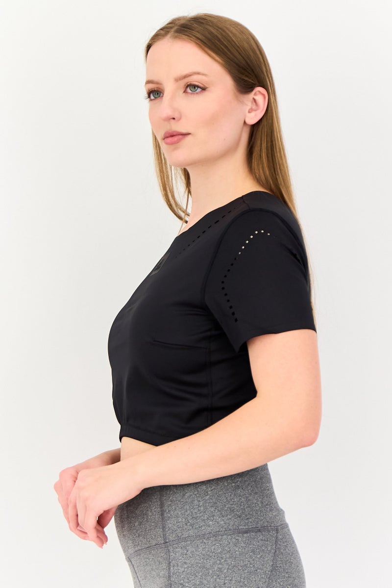 Adidas Women Sportswear Fit Short Sleeve Training Top, Black - Image 2