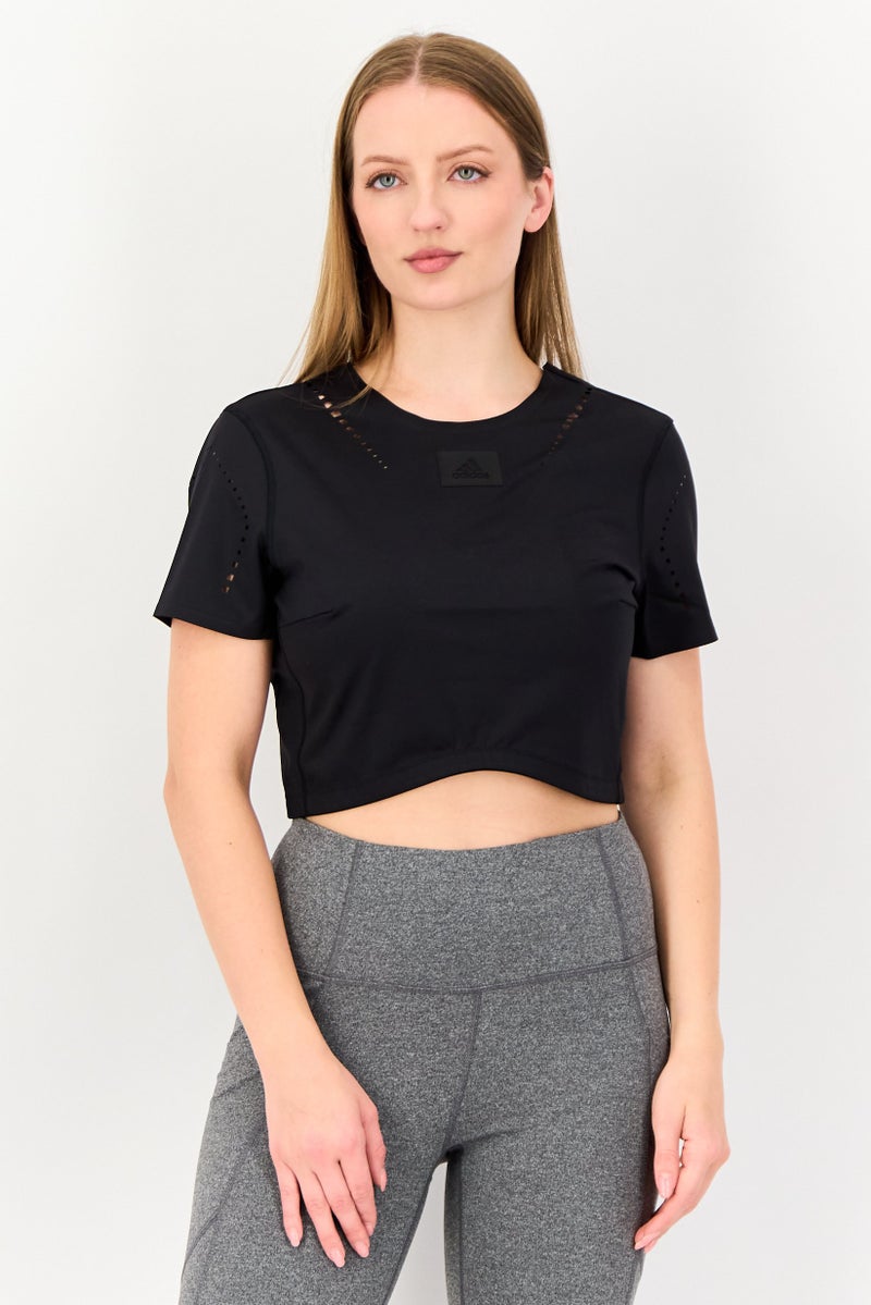 Adidas Women Sportswear Fit Short Sleeve Training Top, Black - Image 1