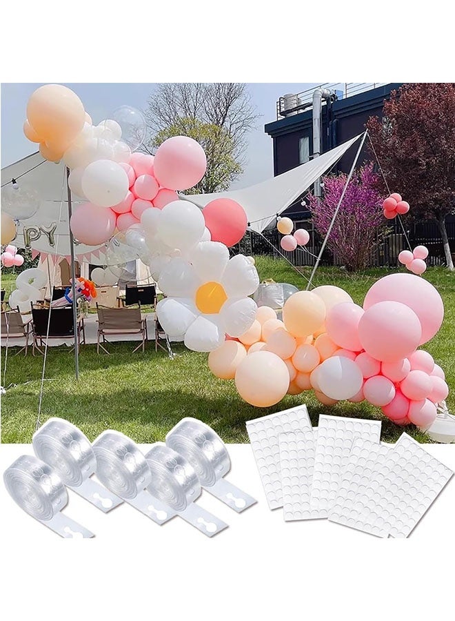 JCB CHIC مجموعة أدوات قوس البالونات، 5 لفات من شرائط قوس البالونات و 5 أوراق من النقاط اللاصقة، سلاسل بالونات ذات فتحتين، شريط لاصق بالونات مستديرة، مجموعة زينة بالونات للحفلات وحفلات الزفاف وأعياد الميلاد - Image 1