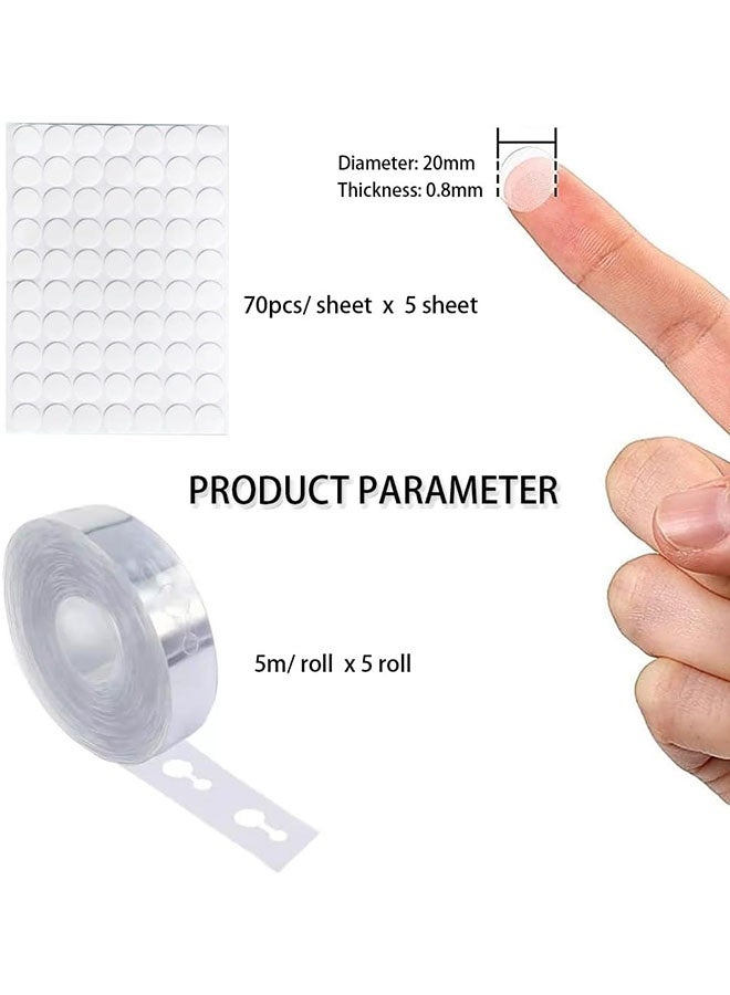 JCB CHIC مجموعة أدوات قوس البالونات، 5 لفات من شرائط قوس البالونات و 5 أوراق من النقاط اللاصقة، سلاسل بالونات ذات فتحتين، شريط لاصق بالونات مستديرة، مجموعة زينة بالونات للحفلات وحفلات الزفاف وأعياد الميلاد - Image 2