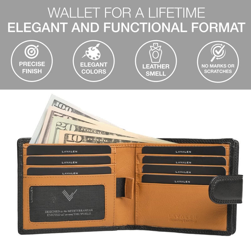 Lavalen Soft Leather Wallet for Men â€“ Genuine Bifold with Zipper Coin Pocket â€“ Holds Bills, Credit Cards, Coins â€“ RFID Blocking Protection â€“ Stylish, Durable & Practical Leather Wallet for Men - Image 4