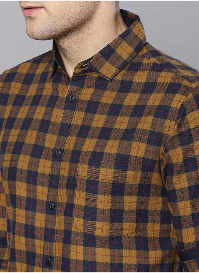 دينيس لينغو Dennis Lingo Checked Button-Down Collar Casual Shirt