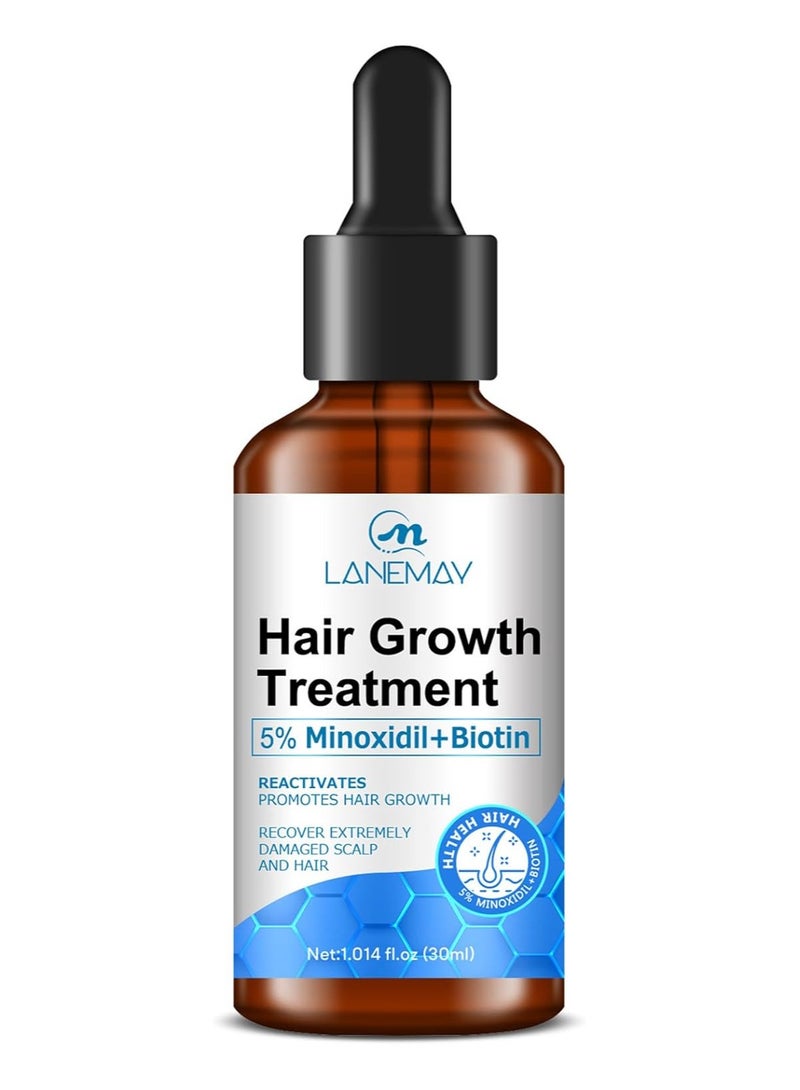 LANEMAY Minoxidil Hair Growth Serum, Advanced Hair Fall Control Serum with Minoxidil 5%, Biotin, Rosemary & Vitamin E, Anti-Hair Loss & Strengthening - Image 1