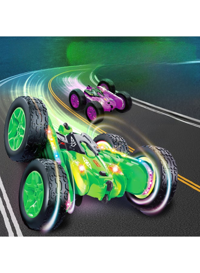 Remote Control Car Boy Toy Double-sided Stunt Rc Car Rechargeable Light With Four-wheel Drive Off-road Climbing Drift Car-Color:HG4-06 Cool Lighting Double-sided Remote Control Car   With Rechargeable Battery USB Charging Line - Image 2