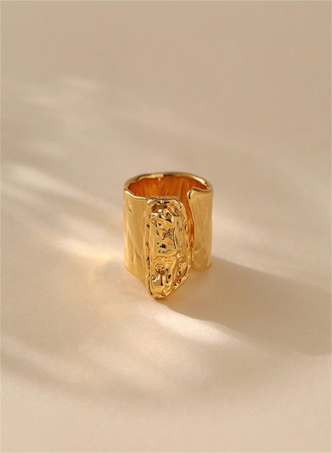 خواتم YBMYCM الذهبية السميكة للنساء، خواتم هندسية قابلة للتعديل، خواتم مطلية بالذهب مفتوحة للنساء (C-Chunky) - Image 5