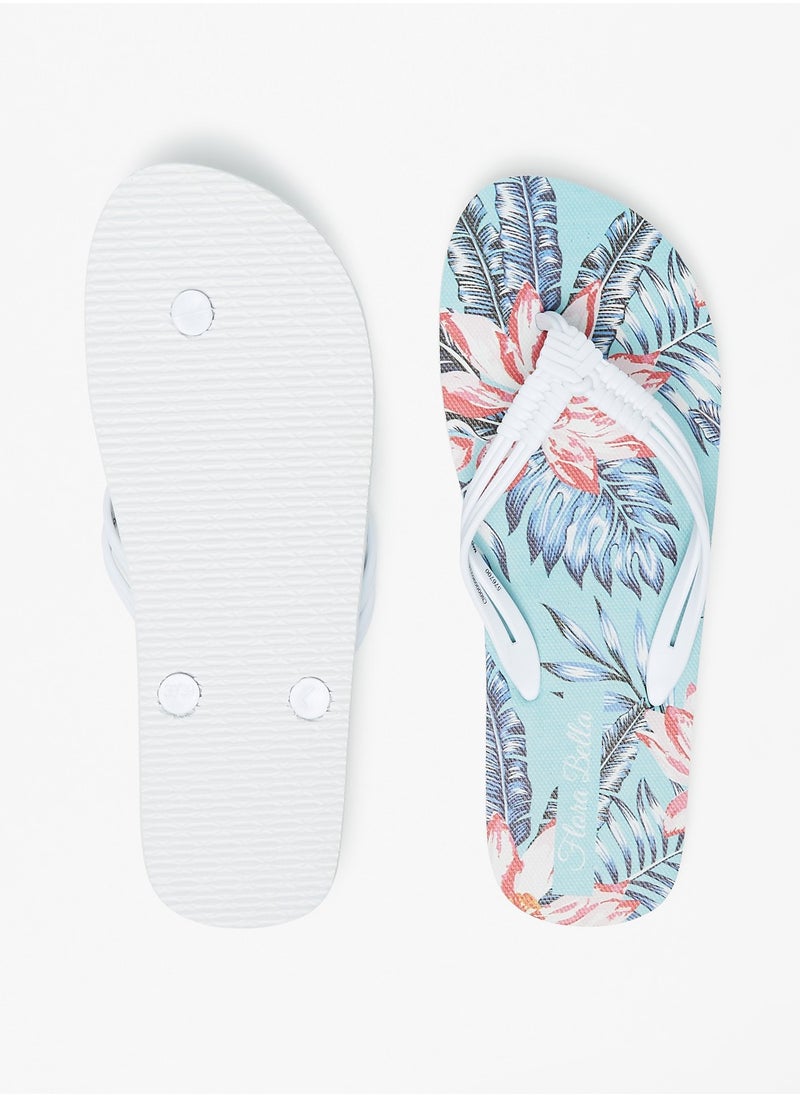 Flora Bella By Shoexpress - Womens Floral Print Slip On Thong Slippers - Image 1