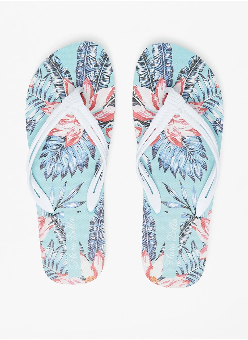 Flora Bella By Shoexpress - Womens Floral Print Slip On Thong Slippers - Image 1