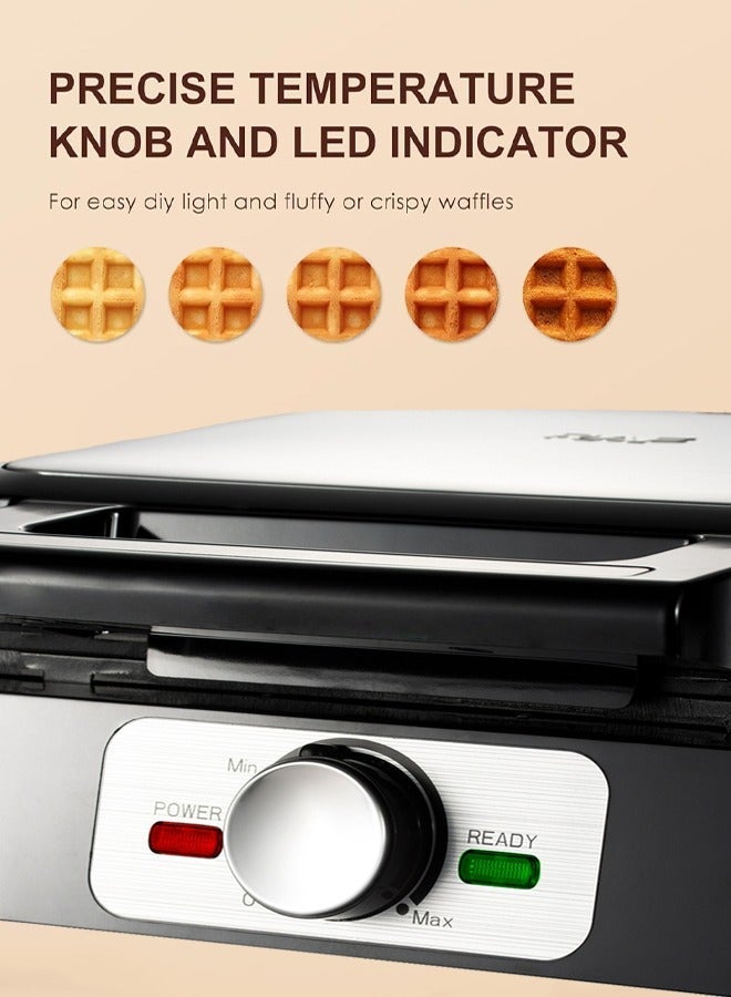 آر إيه أف ماكينة وافل كهربائية لشريحتين بلجيكية، ألواح تفلون غير لاصقة مع تحكم قابل للتعديل في درجة الحرارة، مؤشرات ضوئية، سهلة التنظيف والحفظ، 1200 واط،R.517 - Image 3