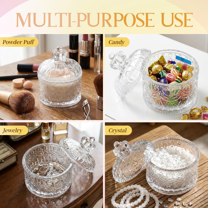 HXRYAGi Large Body Powder Puff and Container Glass Jar Dusting Powder Container with Puff Soft Reusable Velour Face Body Wet Dry Makeup - Image 4