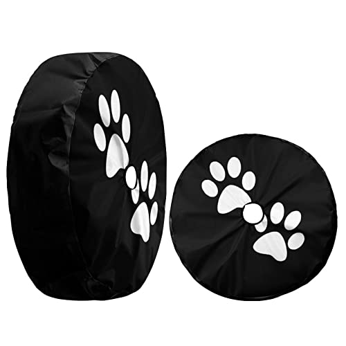 Foruidea Paw Print Spare Tire Cover with Backup Camera Hole Wheel Tire Cover Fit Trailer, RV, SUV and Many Vehicle 17inch - Image 3