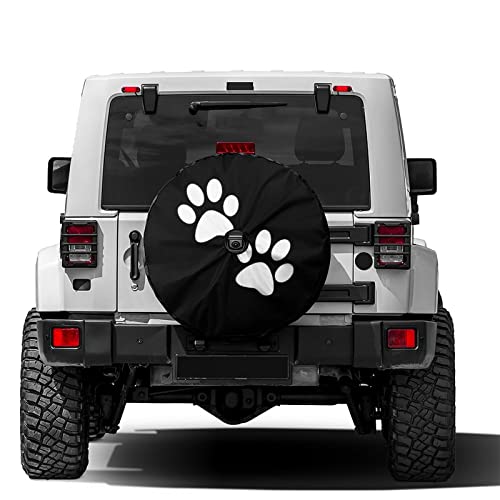 Foruidea Paw Print Spare Tire Cover with Backup Camera Hole Wheel Tire Cover Fit Trailer, RV, SUV and Many Vehicle 17inch - Image 1