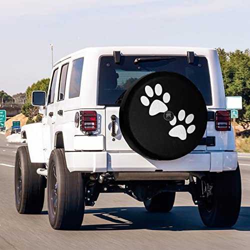 Foruidea Paw Print Spare Tire Cover with Backup Camera Hole Wheel Tire Cover Fit Trailer, RV, SUV and Many Vehicle 17inch - Image 2