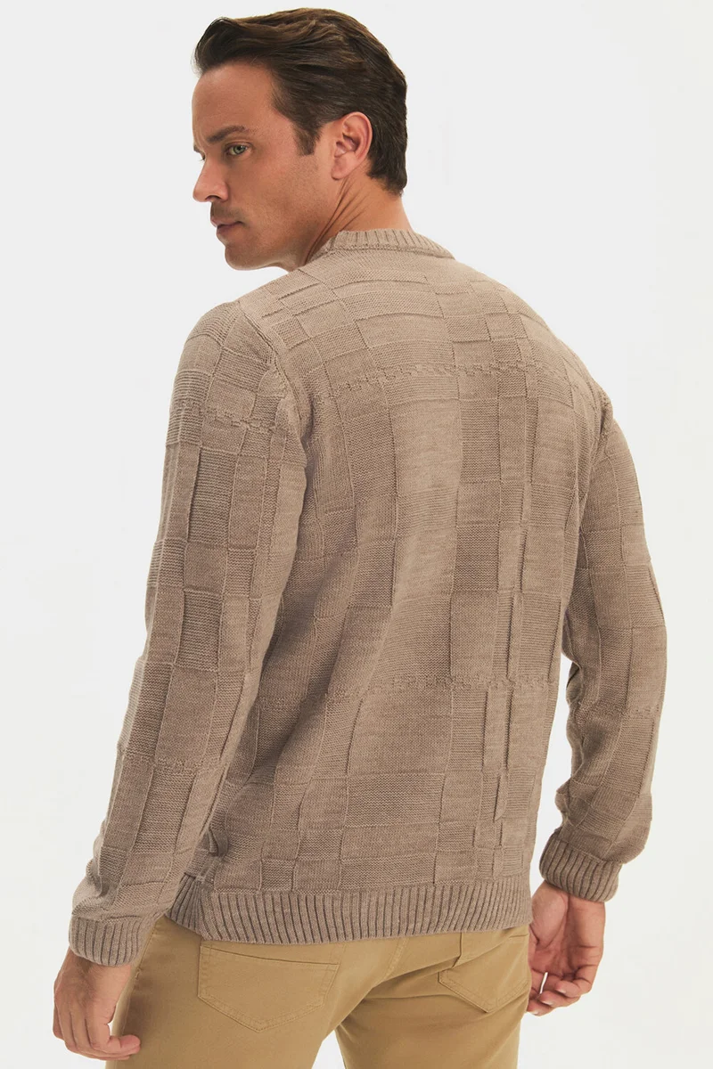 JUNE Men's Regular Fit Crew Neck Patterned Knitwear Sweater