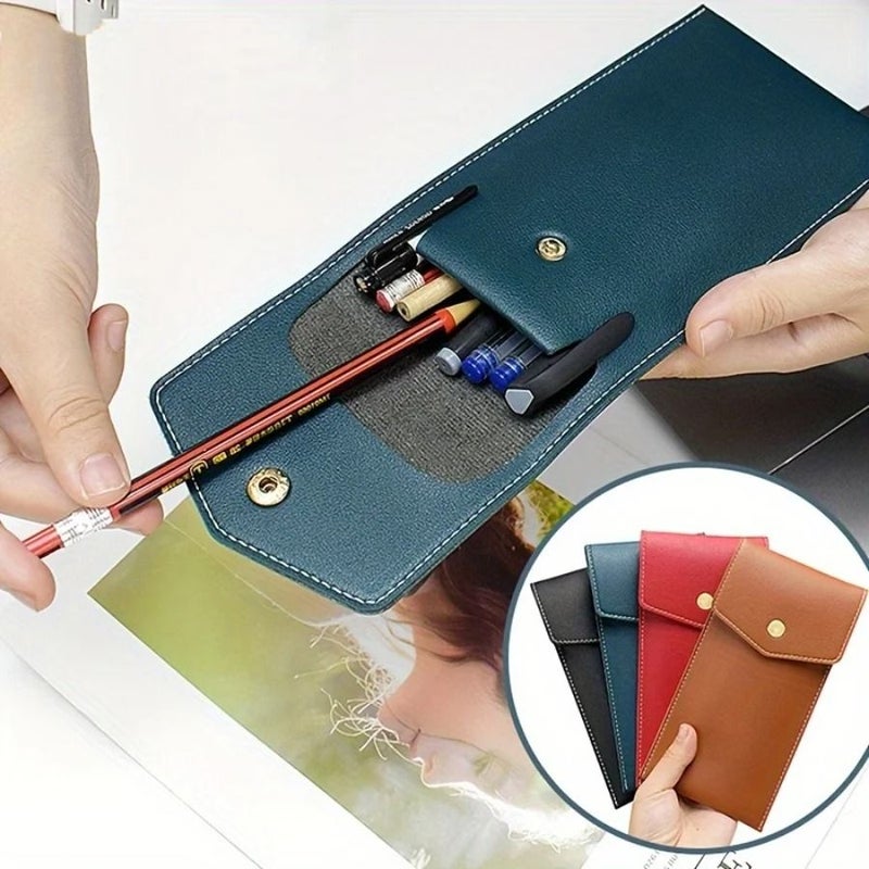 Black Premium PU Leather Pen Case Business Office Signature Pen Holder - Image 1