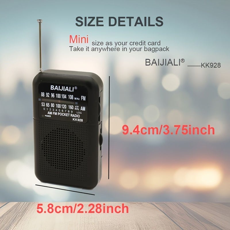 Black Compact AM FM Radio Feather Light Portable for Indoor Outdoor Emergency Use - Image 1