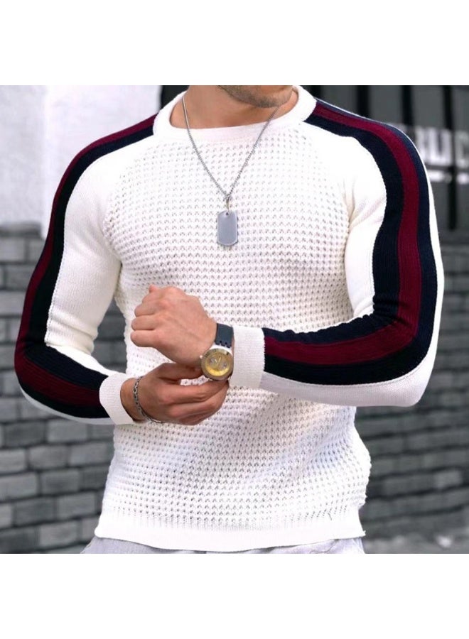 NIBEMINENT Fashionable Mens Casual Knitted Sweater Long Sleeved Round Neck Mens Sweater Knitted Pullover Men's Clothing - Image 1