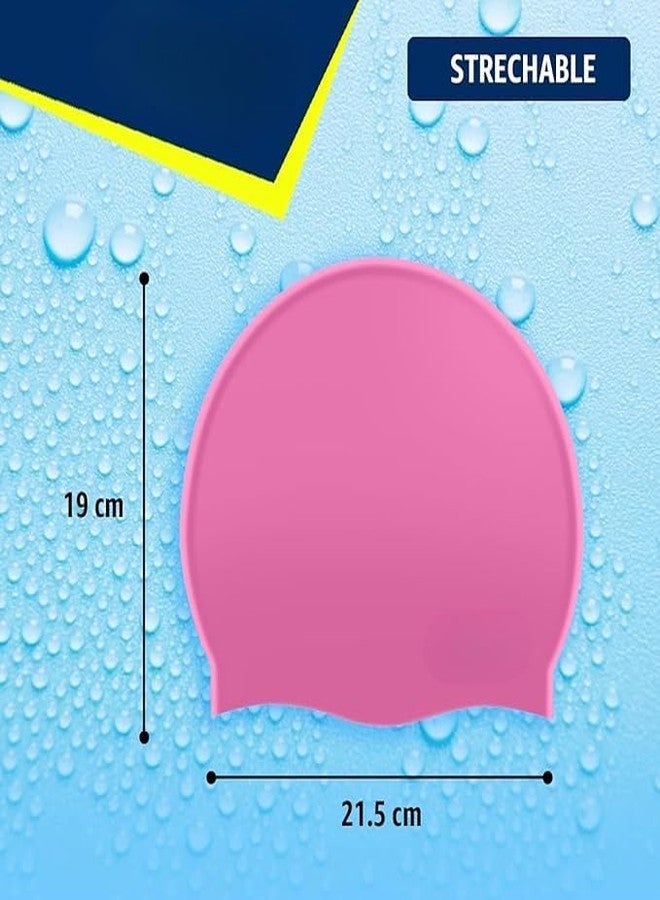 SEJASCOLLECTIONS 100% Silicone Anti Fog Swimming Goggles,Cap,Earplug & Noseplug Set- Ideal for All Age Group | Silicone Non Slip | Easy to Carry and Skin Friendly (Pink) - Image 3