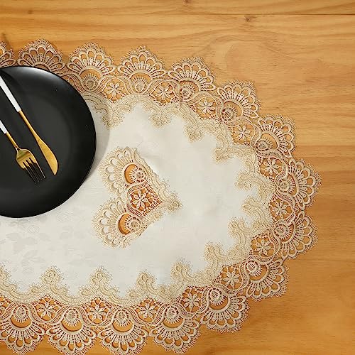 Fhberni Small Lace Macrame Tablecloth Embroidered Jacquard Vintage Coffee Table Cover for Holiday Festival Party Home Decorations (20"x 43", Grey) - Image 2