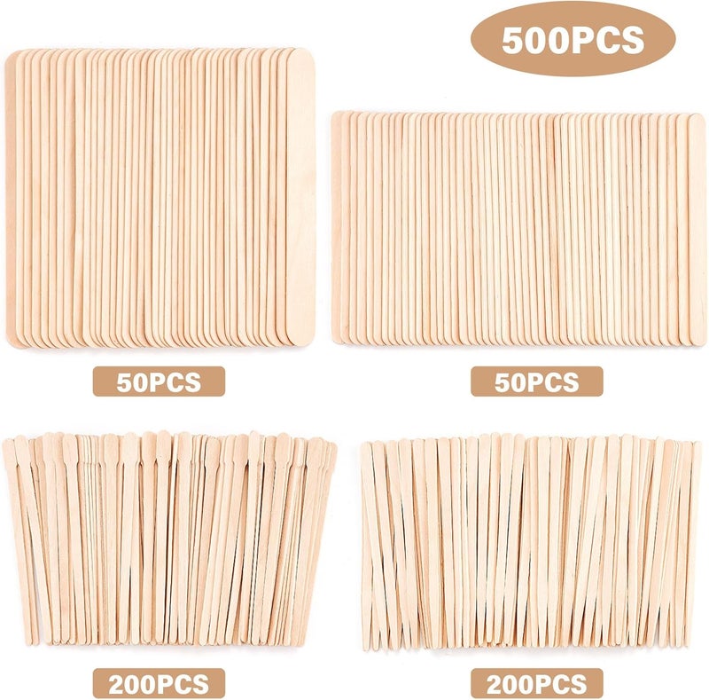 EWVVSS 4 Style 500 Pcs Waxing Sticks Assorted Wax Applicator Sticks For Body Legs Face With Small Medium Large Sizes Wood Popsicle Sticks For Waxing Or Wood Craft Sticks - Image 3