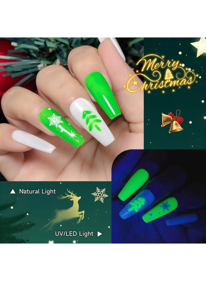YTD Likomey Glow in the Dark Nail Gel Set,6 Colors Color Gel with Base Coat and Top Coat Set,Christmas Winter Fluorescent White Neon Green Orange Yellow Blue Luminous UV Nail Gel,8 Pcs 7.5 ml - Image 2