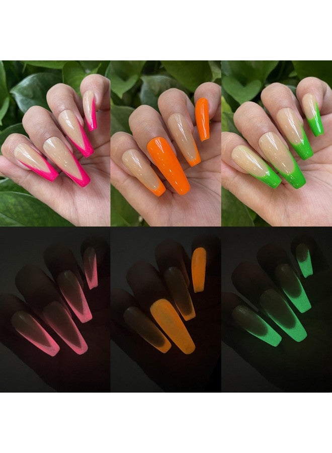 YTD Likomey Glow in the Dark Nail Gel Set,6 Colors Color Gel with Base Coat and Top Coat Set,Christmas Winter Fluorescent White Neon Green Orange Yellow Blue Luminous UV Nail Gel,8 Pcs 7.5 ml - Image 4