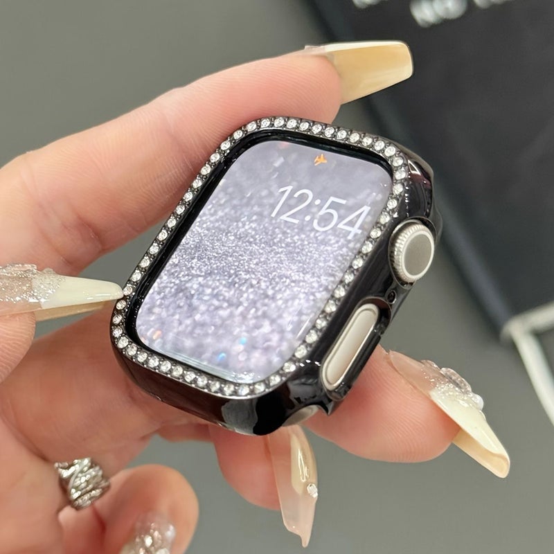 Men Women Sparkling Crystal Rhinestone Bumper Protective Case Hard PC Ultra Hollow Out Watch Case Compatible with Apple Watch 38 40 41 42 44 45 46 49mm Series 1 2 3 42mm Hollow Light Colorful - Image 3